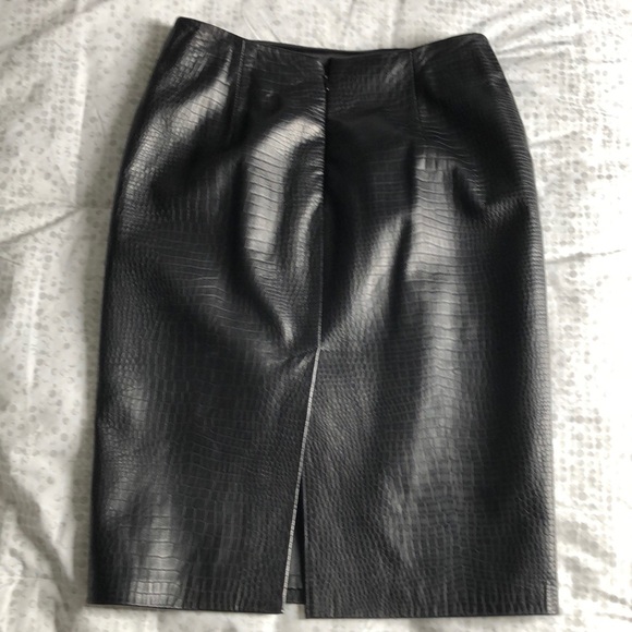 100%genuine leather pencil croco skirt - Picture 4 of 7